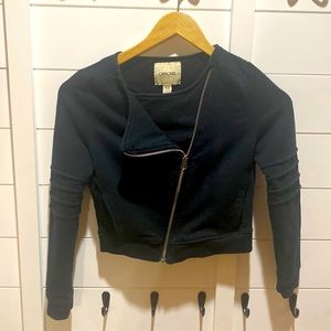 Black cotton Side zip moto jacket size 7/8
